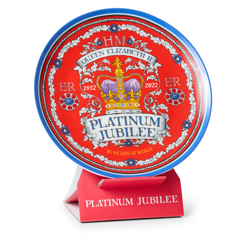 queen elizabeth II Platinum Jubilee red commemorative display plate June 2022 20cm